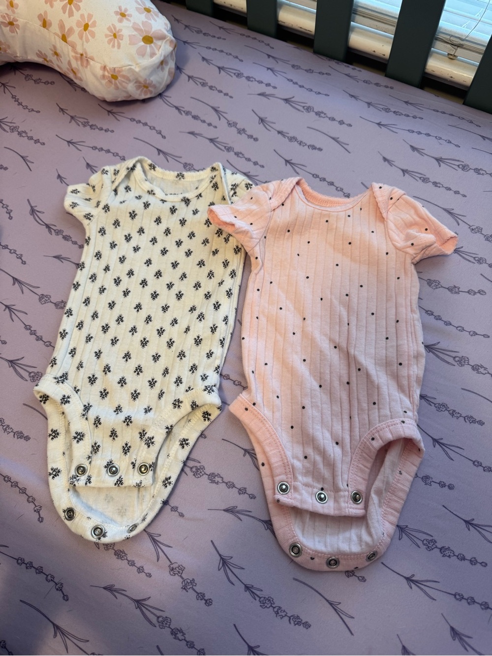 Girls' Pink Ribbed Short-Sleeve One-Piece Bodysuit